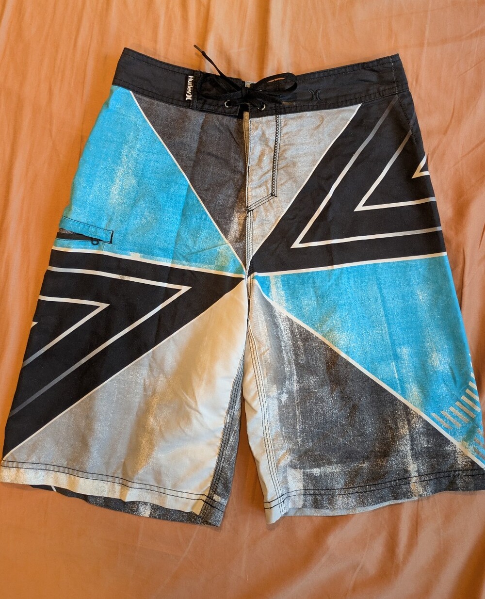 Hurley Men's Blue Black Geometric Boardshorts, Small 28